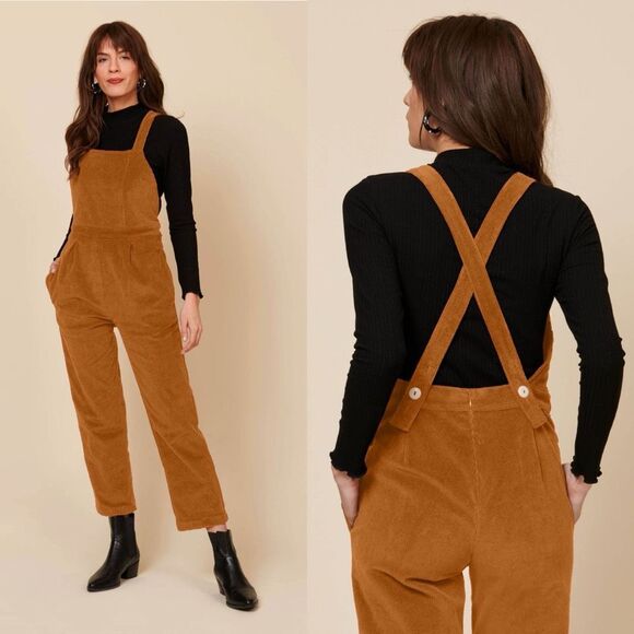 NWT Whimsy & Row Billie Green Corduroy Overalls Size 4 - Picture 2 of 9